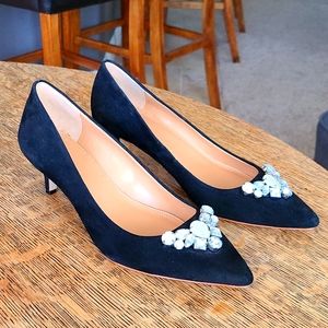 JCrew Back Suede Jeweled Heels